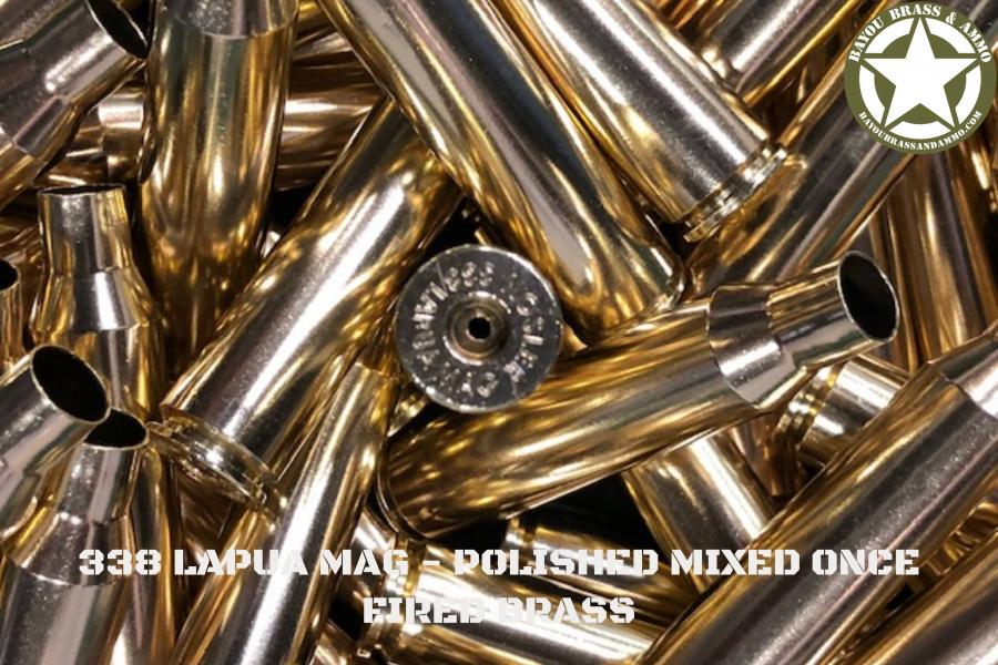 338 Lapua MAG - Mixed Polished Brass Once Fired Brass (25)