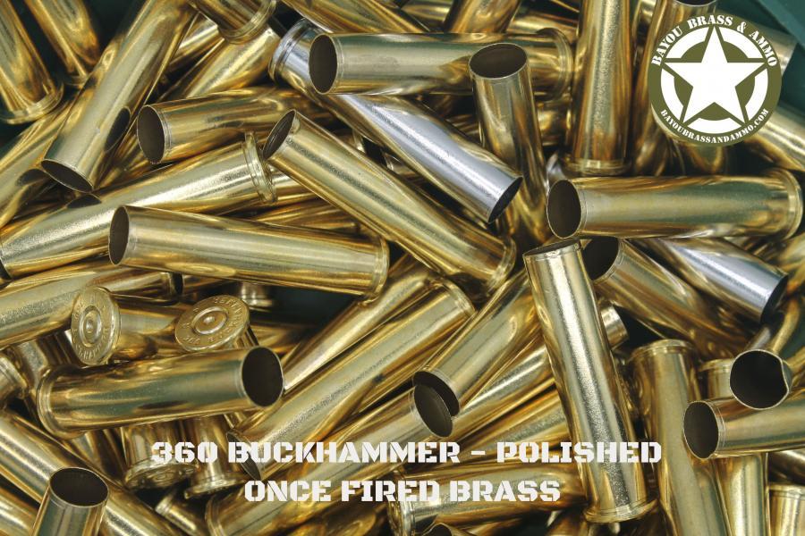 360 Buckhammer - Nichol Polished Once Fired Brass (50)