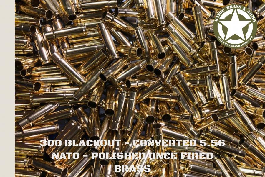 300 Blackout - Converted 5.56 NATO/223 REM - Fully Processed Once Fired Brass (250)