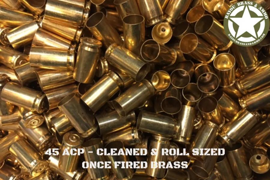 45 ACP - Large Primer Pocket Cleaned & Roll Sized Once Fired Brass (500)