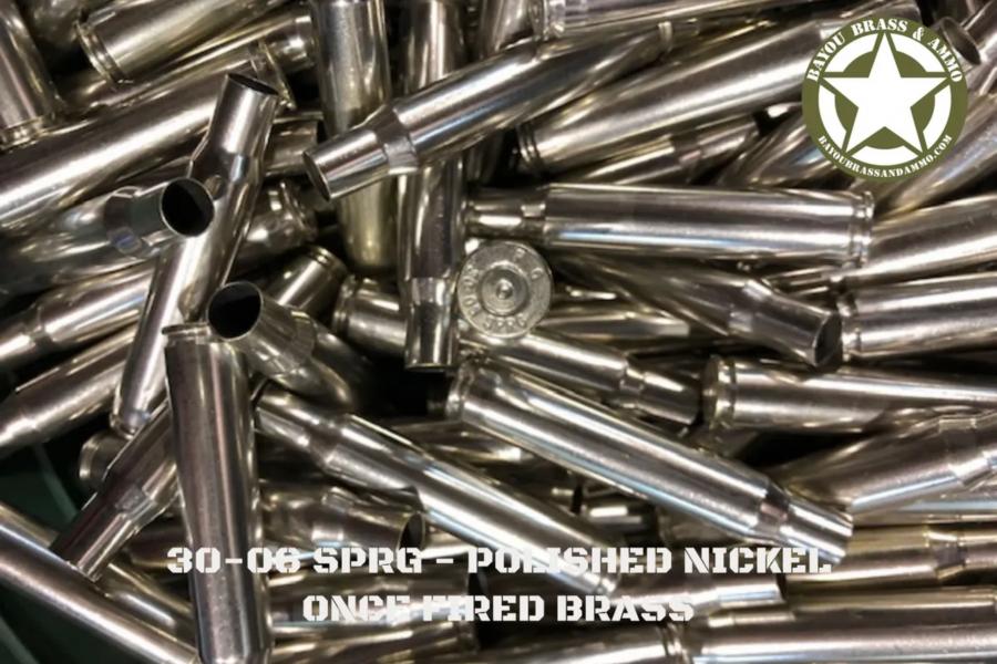 30-06 SPRG - NICKEL Polished Brass Once Fired Brass (50)