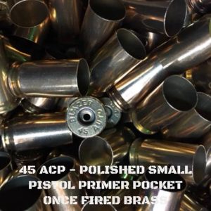 45 ACP - Small Primer Pocket Cleaned And Rollsized Once Fired Brass (250)