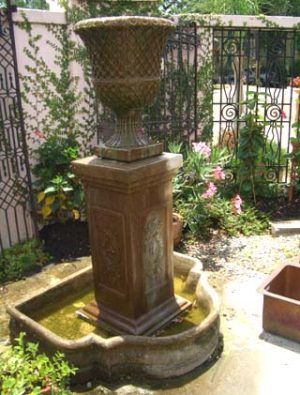 Cast stone recreation of a 19th century Georgian urn fountain