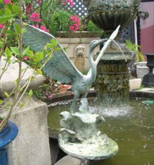 Bronze heron fountain head