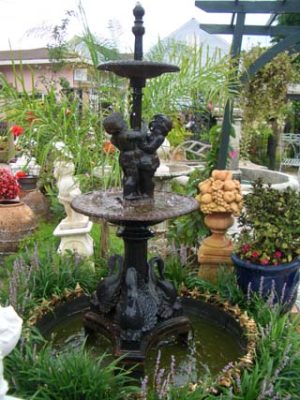 19th century Italian cast iron two tiered fountain