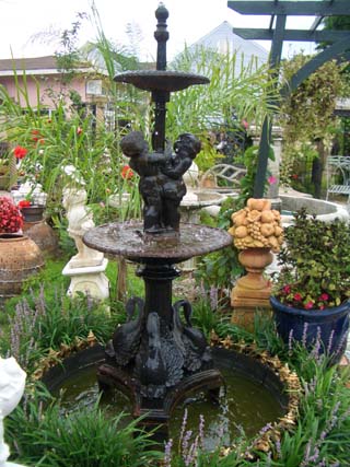 19th century Italian cast iron two tiered fountain