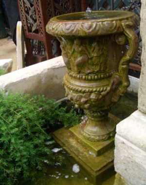Cast stone Italian double handled garden vase fountain
