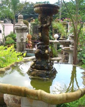 Cast stone cherub fountain