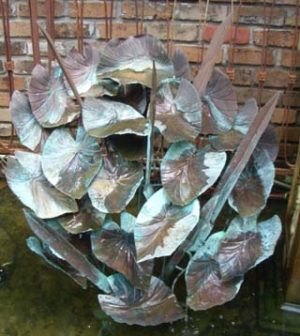 Custom design copper leaf wall fountain