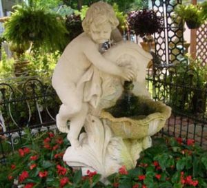 19th century cast Italian marble putti wall fountain