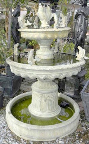 19th c grand bronze fountain ornimented by spraying fish