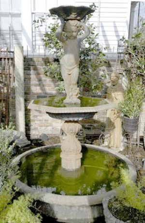 19th c antique grand putti holding bowl fountain