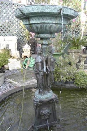 Early 20th c bronze fountain of the Three Graces