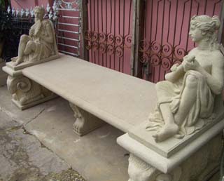 Hard-carved Italian limestone benches