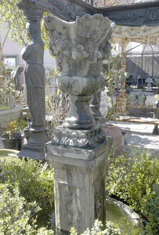 Vintage-style cast stone garden urn