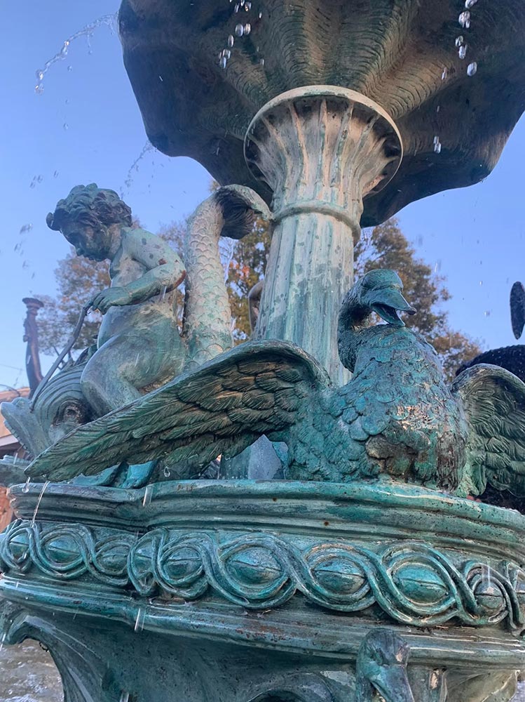 Putti on Dolphin with Curved Bowl and Swan - Image 2